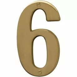 Hy-Ko Products Co Hy-Ko BR-51PB/6 Prestige Series House Number, Character: 6, 5 In H Character, Brass Character, Solid Brass