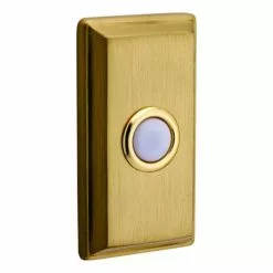 Baldwin 4860060 Rectangular Bell Button Satin Brass And Brown Finish
