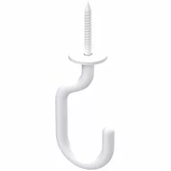 NATIONAL MFG SALES CO National Hardware N275-525 Modern Series J-Hook, 1-23/32 In L, 4-27/32 In H, Steel, White, Ceiling Mounting