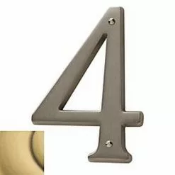 Baldwin 90674060 4-3/4" Carded House Number # 4 Satin Brass & Brown Finish