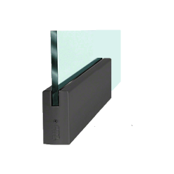 CR Laurence CRL DR4SBL34P Black Powder Coated 3/4" Glass 4" Square Door Rail Without Lock - 12" Patch