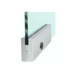 CR Laurence CRL DR4SBS58PL Brushed Stainless 5/8" Glass 4" Square Door Rail With Lock - 12" Patch