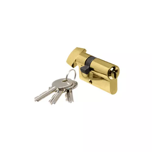 CR Laurence CRL EC4BR Polished Brass Keyed Cylinder Lock With Thumbturn