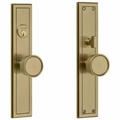 Baldwin 6945060FD Hollywood Hills Knob By Knob Full Dummy Mortise Lock Trim Blank Plates Satin Brass With Brown Finish